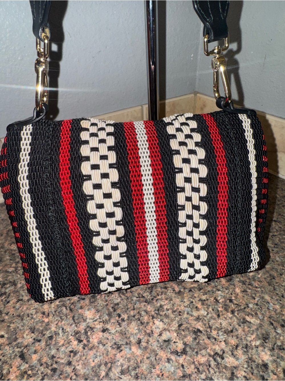 FURLA Metropolis RARE!!! Woven Stripe Crossbody Shoulder Bag - Picture 3 of 11